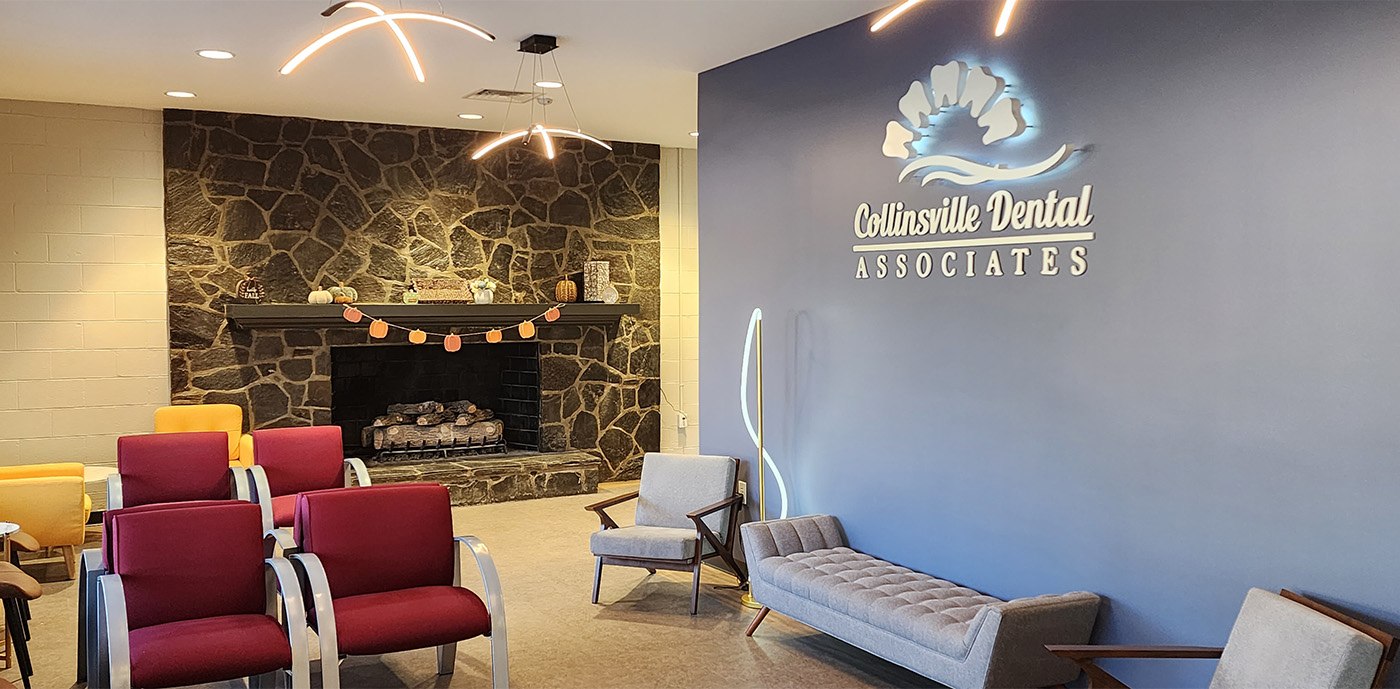 Cozy seating area in Collinsville dental office